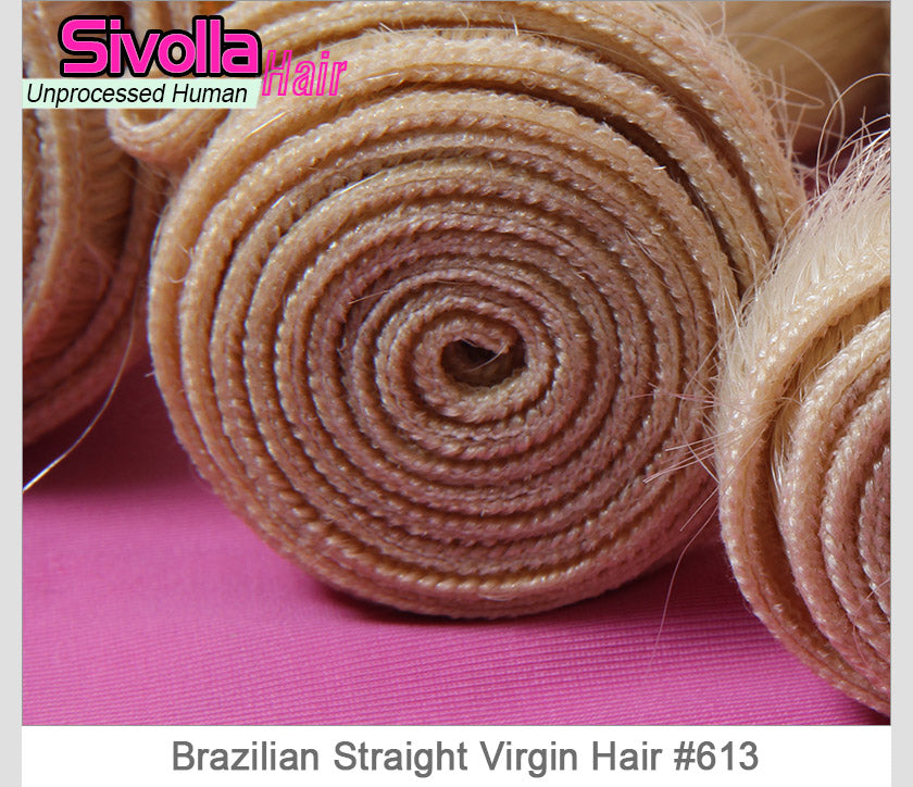 100% Human Hair Weft - Straight Blonde #613