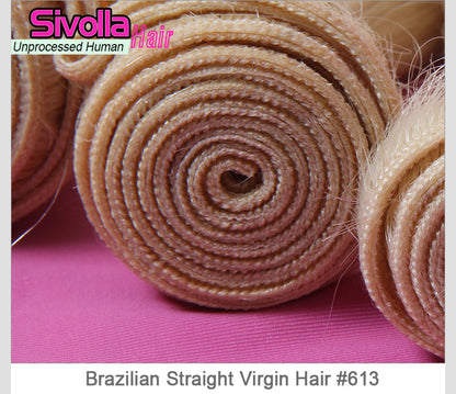 100% Human Hair Weft - Straight Blonde #613