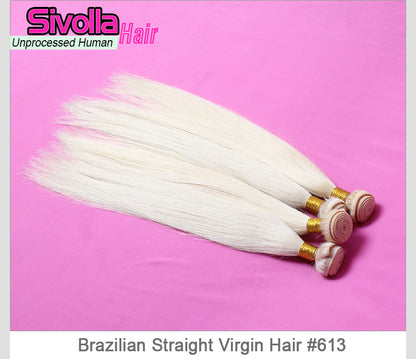 100% Human Hair Weft - Straight Blonde #613