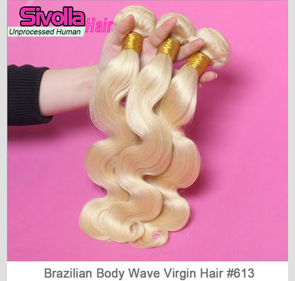 100% Human Hair Weft - Straight Blonde #613