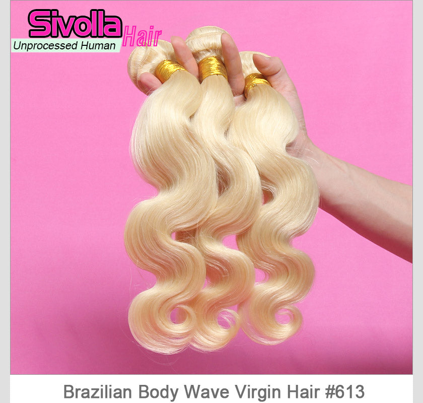 100% Human Hair Weft - Straight Blonde #613