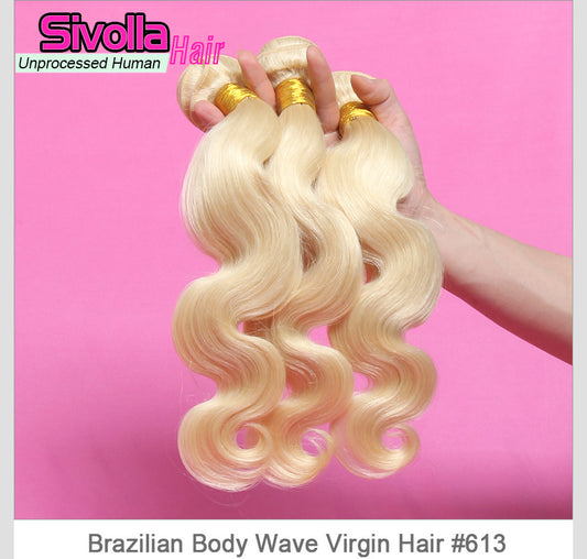 100% Human Hair Weft - Straight Blonde #613