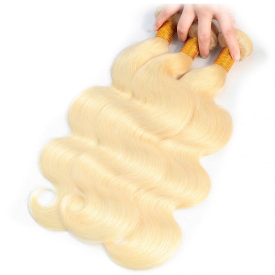 613 Blonde Color Body Wave Hair Bundle with 360 Lace Frontal Closure 3Pieces with 360° Frontal Deals 9A