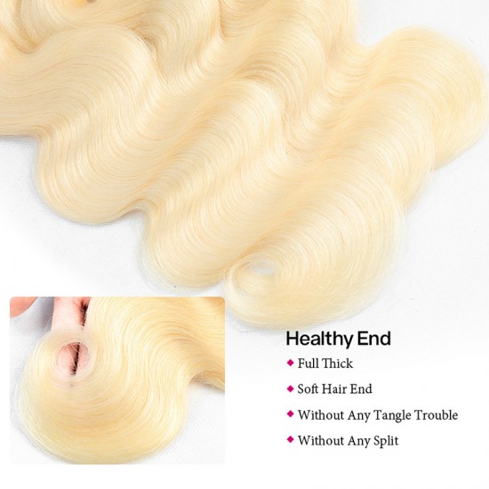 613 Blonde Color Body Wave Hair Bundle With 360 Lace Frontal