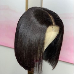 Raw Human Hair Lace Front Human Hair Wigs | Short Straight Bob Wigs Pre Pluck with Baby Hair | Sivolla Hair Wig