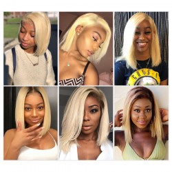 Black Root Blonde 613 Ombre 13x6 | 13x4 Lace Front Human Hair Wigs Short Straight Bob Hair Wigs | Sivolla Hair