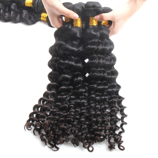 3 bundle 100 Brazilian machine double hair NATURAL Human Hair Deep Wave Curls Organic Healthy Strands one Donor Raw Hairs