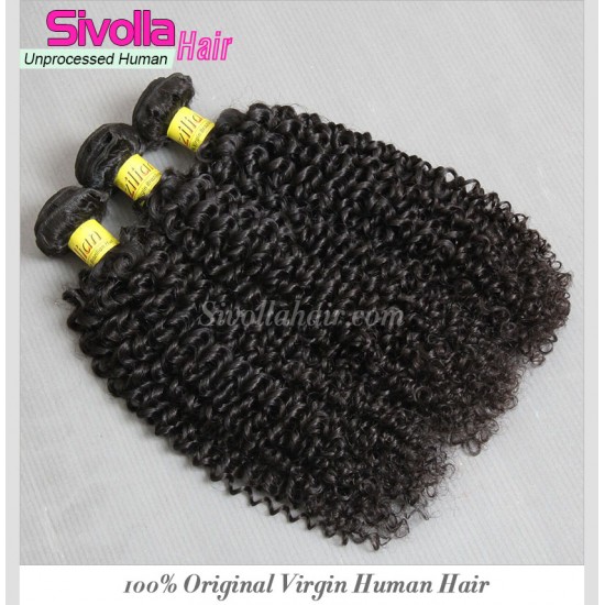 SIVOLLA SEW-IN Brazilian Jerry Curly 3 Bundle Deals Natural Color 100% ORIGINAL Human Hair Weft
