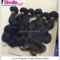 10Pcs a Lot Burmese Unprocessed Virgin Human Hair 8"-30" Body Wave wefts Cuticles Aligned Natural Black Color