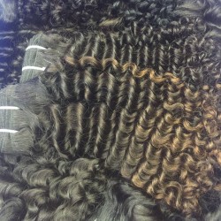 4 pcs/lot Wholesale Natural Brown&Black Color Virgin Burmese Deep curly hair machine weft [double stitched] best RAW hair vendor