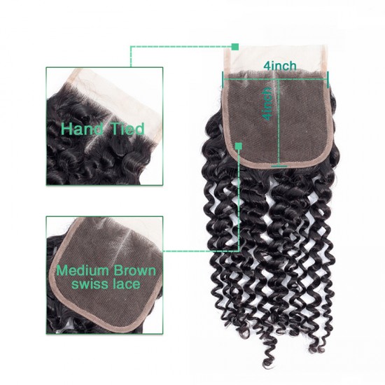 Bundles Deal with Closure Natural Black Jerry Curly Virgin Human Hair