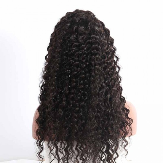 Deep Wave Lace Frontal Wig 150 Density With Baby Hair Pre-Plucked Natural Hair Line Human Hair Wigs