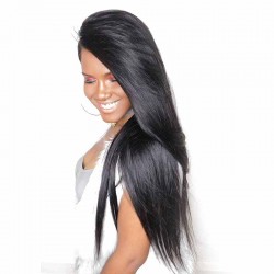 Lace Front Wig Indian Human Hair Wigs Pre-Plucked Natural Hair Line 150% Density Wigs Silk Straight Ponytail