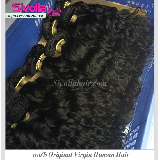 100% 9A Water Wave Human Virgin RAW Cambodian hair wavy texture 4 bundles Deal Dark Brown luster Durable Quality Hair