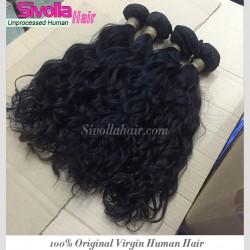 100% 9A Water Wave Human Virgin RAW Cambodian hair wavy texture 4 bundles Deal Dark Brown luster Durable Quality Hair