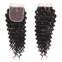 3PCS Human Hair with 4X4 Lace Closure Burmese Virgin Human Hair with Closure Deep Curly Bundle Deals