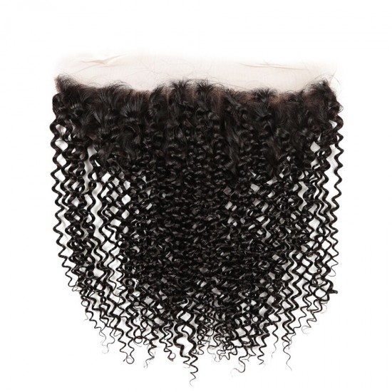 Ear to Ear 13x4inch Jerry Curly Natural Hairline Lace Frontal Closure Natural Color Black Curly Closure